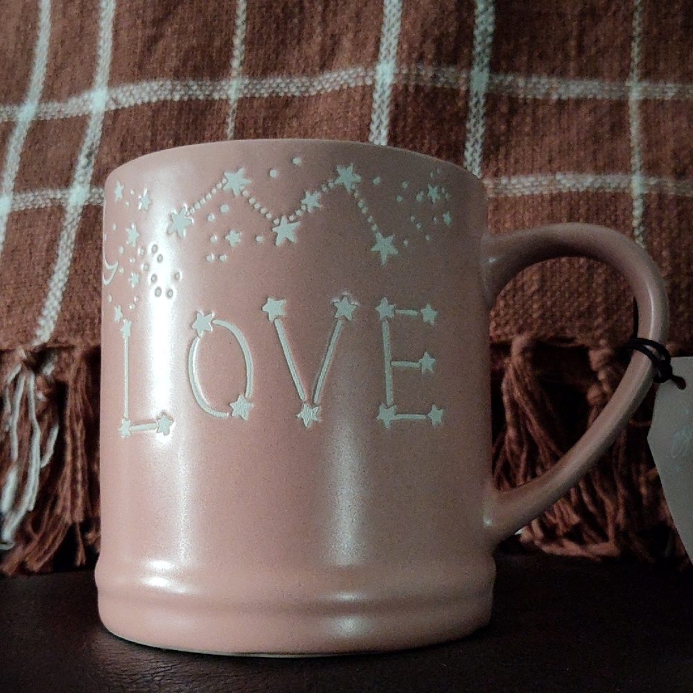 Kohl's Pink Ceramic Mug with Heart Design